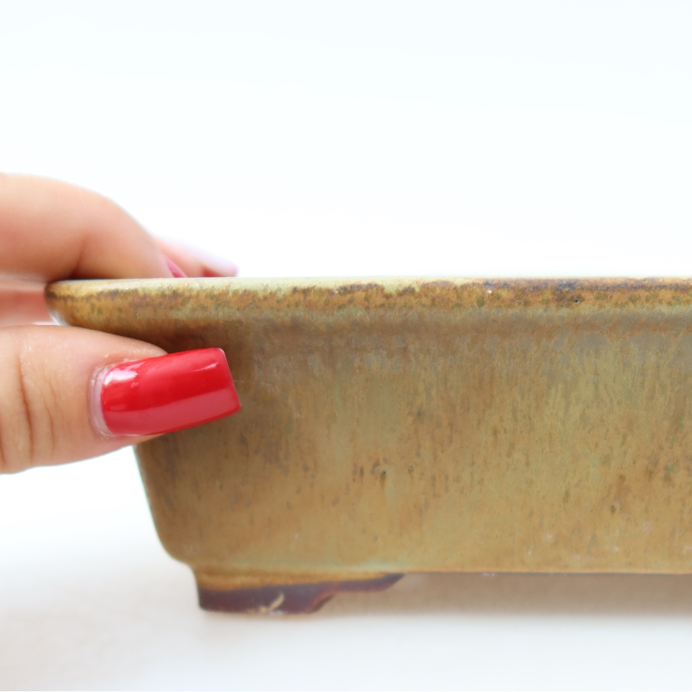 Ciotola per bonsai in ceramica 17,5 x 14,5 x 5 cm, verde