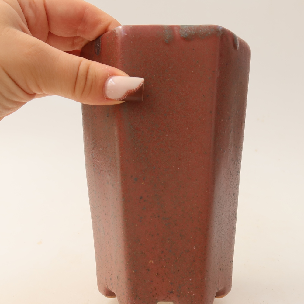 Vaso da bonsai in ceramica 9,5 x 8,5 x 14,5 cm, colore rosa