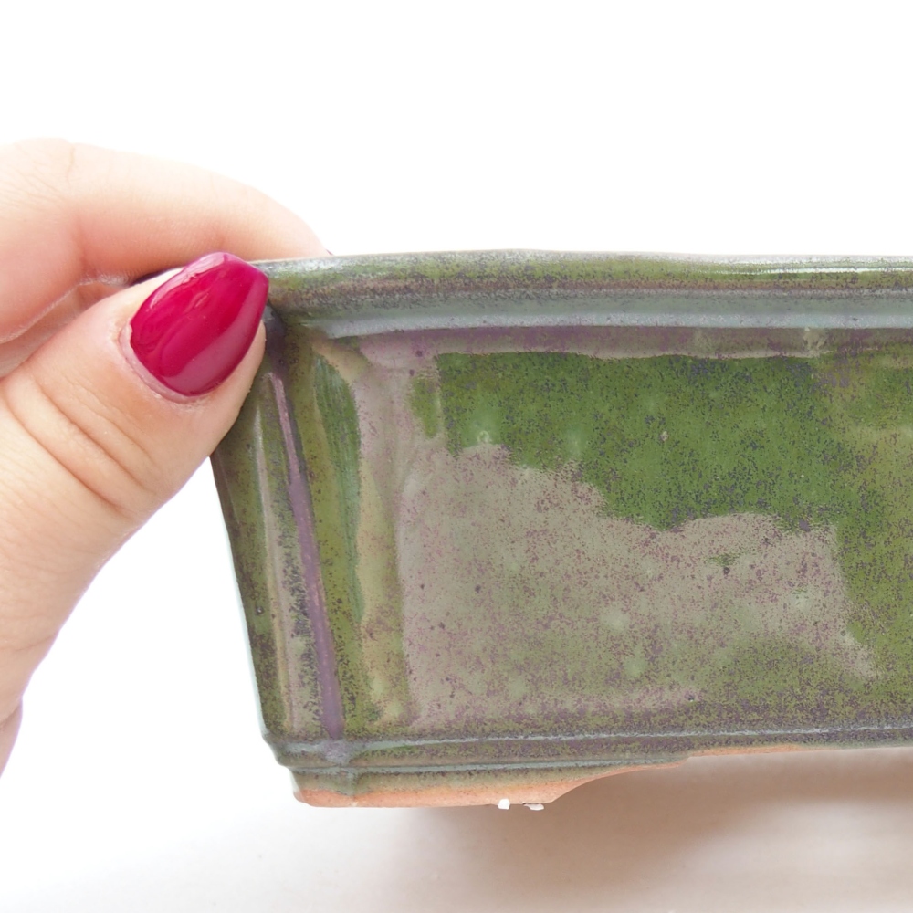 Ciotola per bonsai in ceramica 17,5 x 12,5 x 6 cm, verde