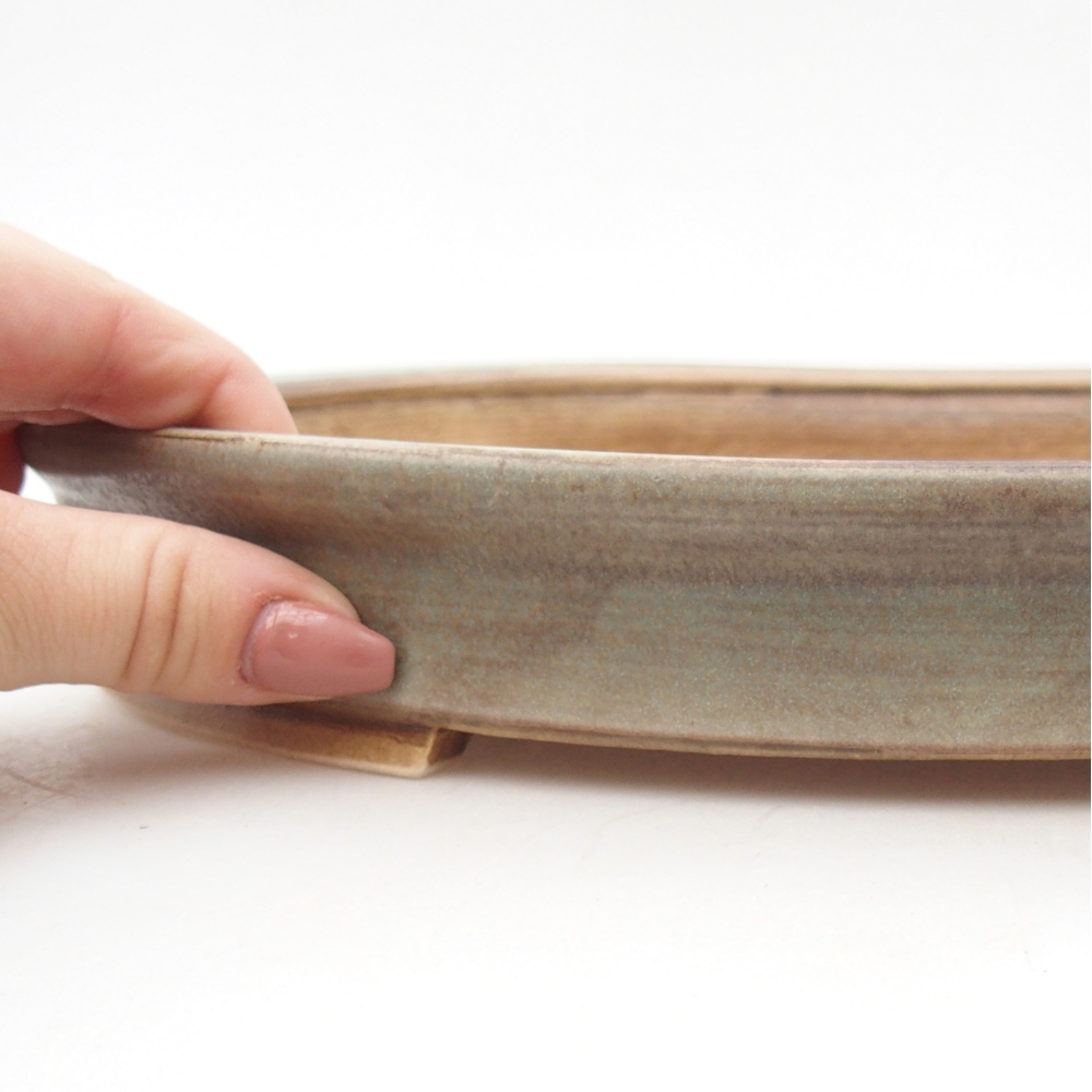 Ciotola per bonsai in ceramica 30,5 x 27 x 4 cm, verde