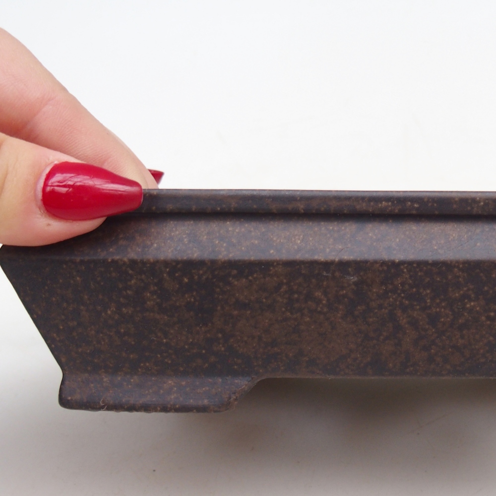 Ciotola per bonsai in ceramica 15,5 x 11 x 4,5 cm, marrone ocra