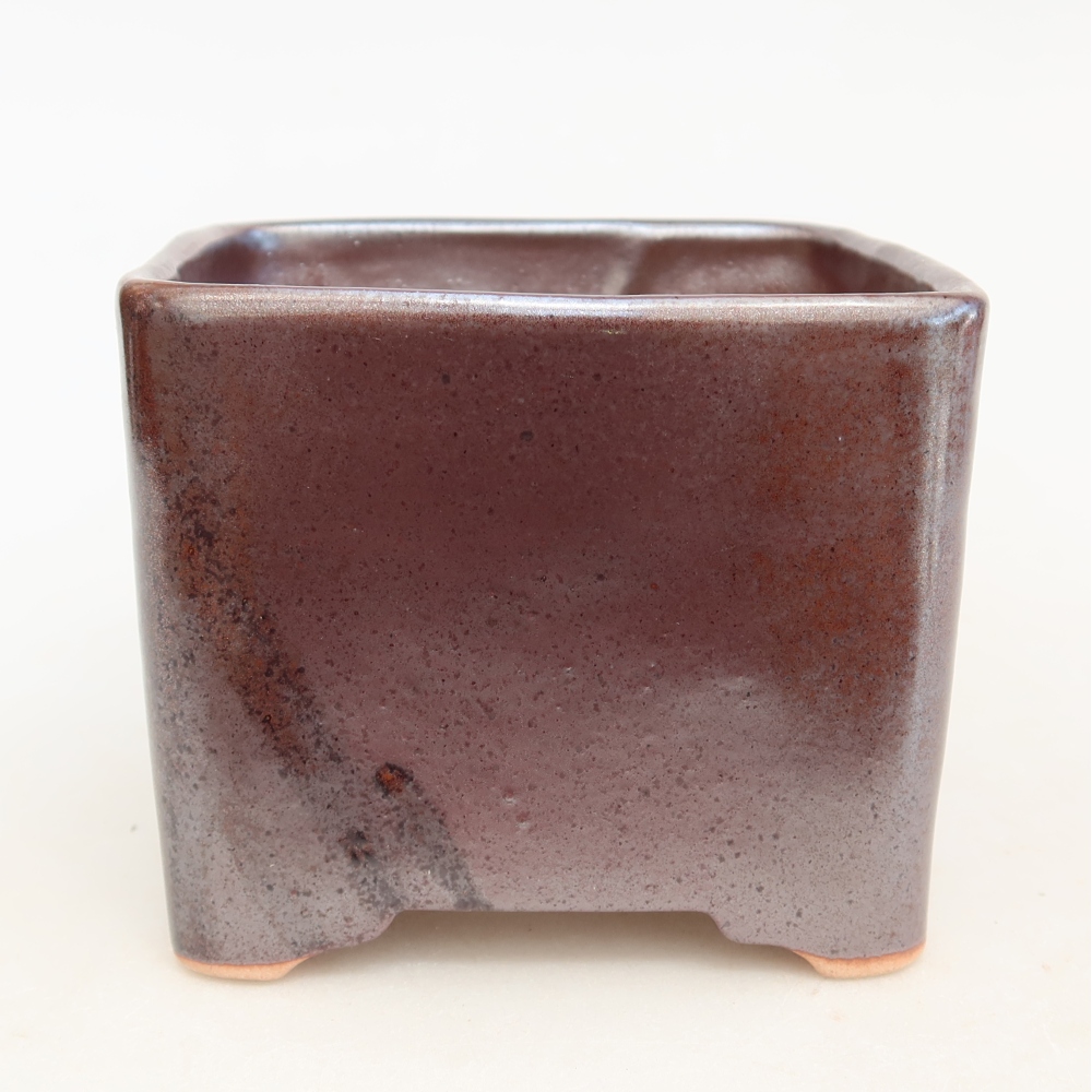 Vaso da bonsai in ceramica 10,5 x 10,5 x 8,5 cm, colore marrone