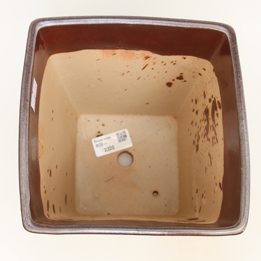 Vaso da bonsai in ceramica 15,5 x 15,5 x 19 cm, colore marrone