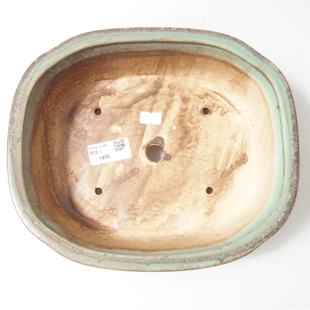 Ciotola per bonsai in ceramica 25 x 21 x 8 cm, verde