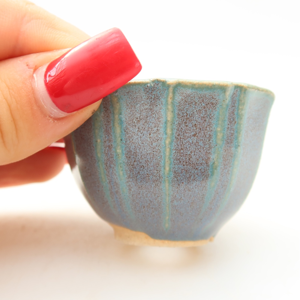 Vaso in ceramica per bonsai 5,5 x 5,5 x 3,5 cm, colore grigio