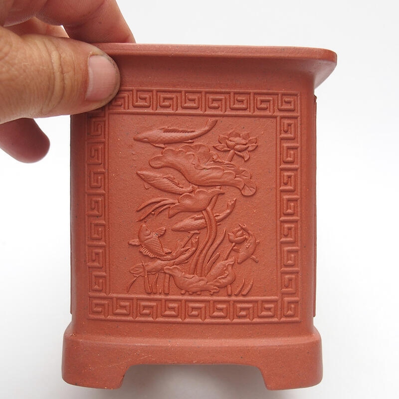 Ciotola per bonsai 10,5 x 10,5 x 11,5 cm, colore mattone