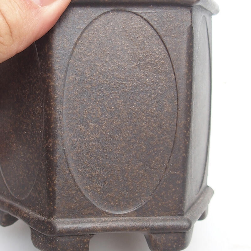 Ciotola per bonsai 10 x 9 x 9,5 cm, colore marrone ocra