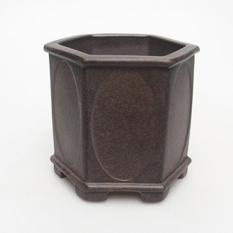 Ciotola per bonsai 10 x 9 x 9,5 cm, colore marrone ocra