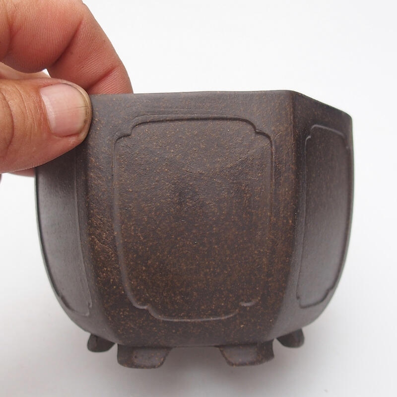 Ciotola bonsai 11 x 9,5 x 7,5 cm, colore marrone ocra