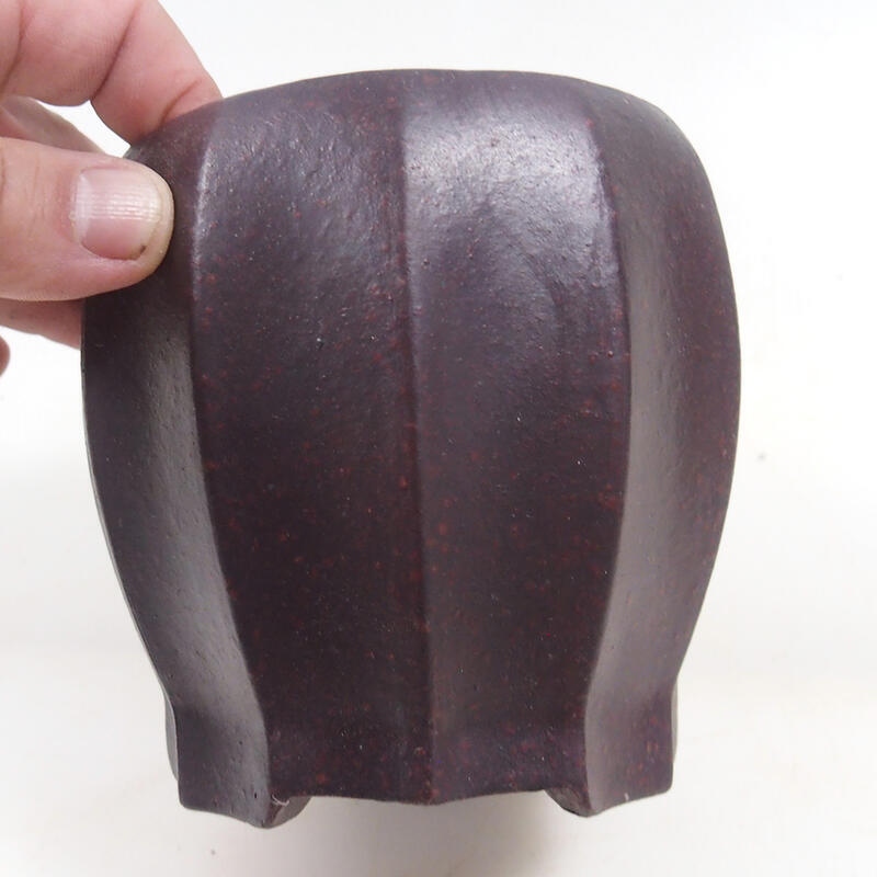 Ciotola per bonsai 12 x 12 x 11 cm, colore marrone-rosso