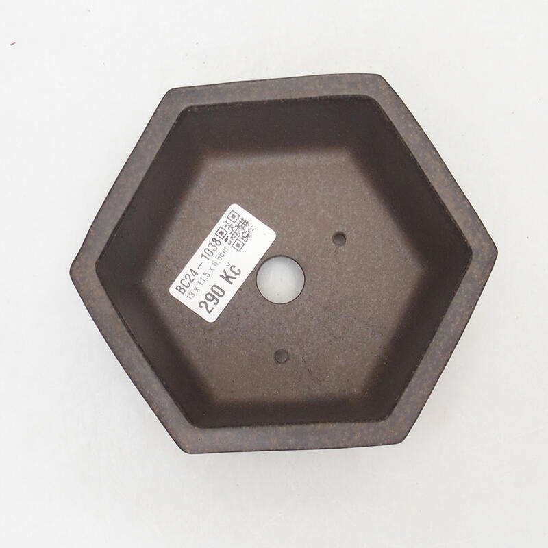 Ciotola bonsai 13 x 11,5 x 6,5 cm, colore marrone ocra