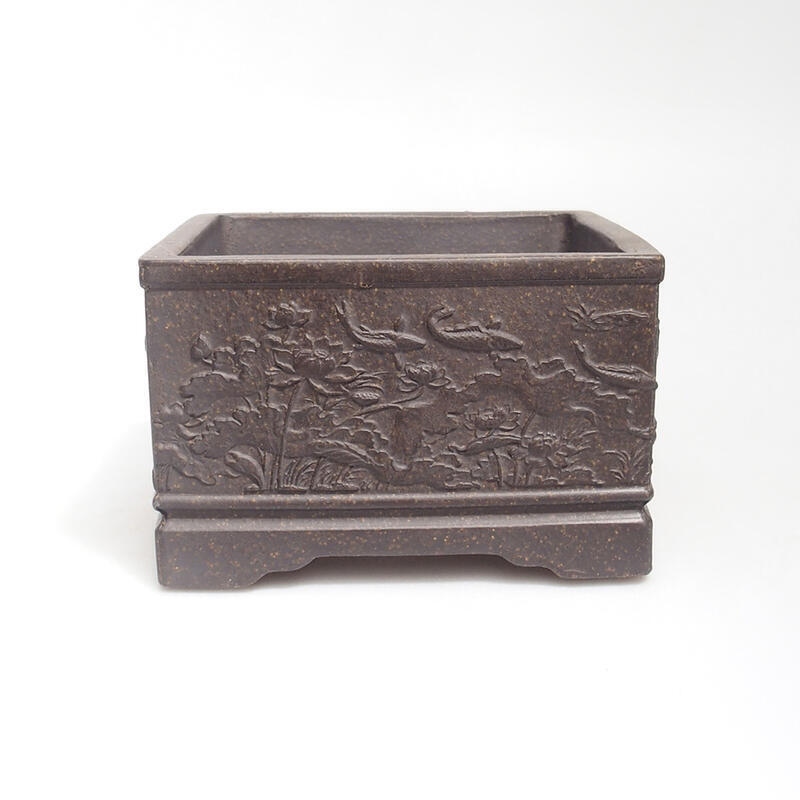 Ciotola bonsai 13 x 13 x 8 cm, colore marrone ocra