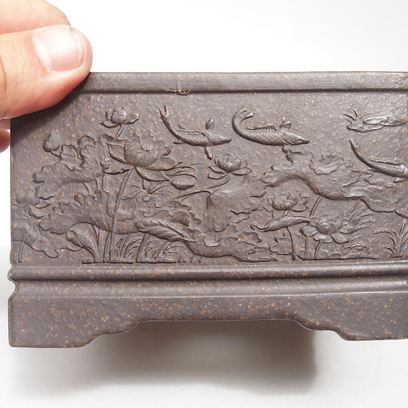 Ciotola bonsai 13 x 13 x 8 cm, colore marrone ocra