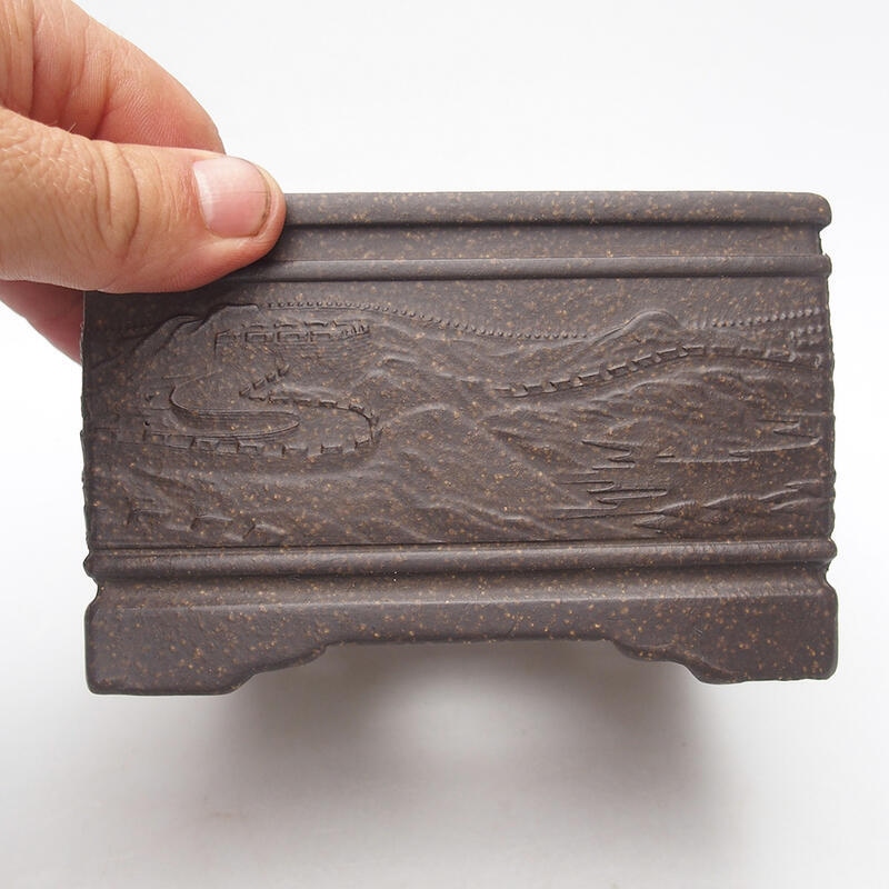 Ciotola bonsai 13 x 13 x 8 cm, colore marrone ocra