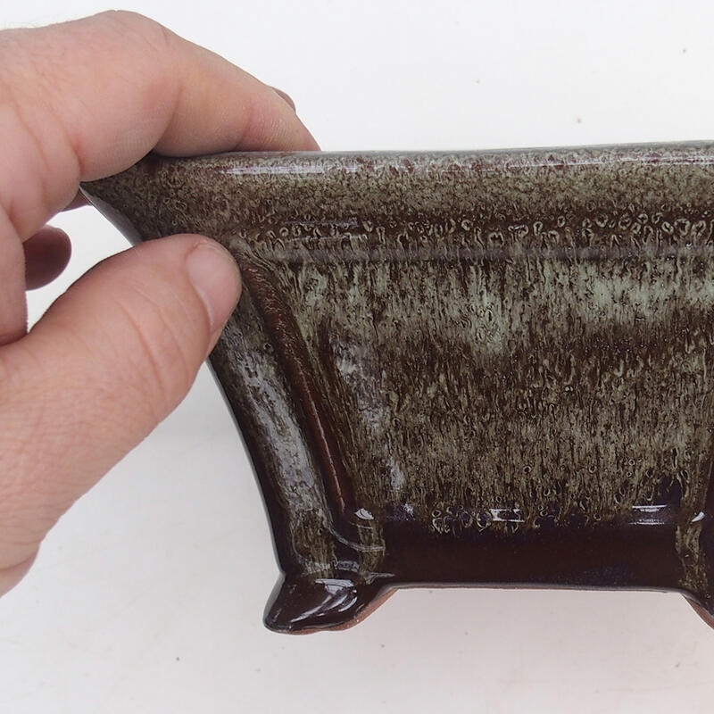 Ciotola per bonsai 14,5 x 14,5 x 8,5 cm, colore marrone