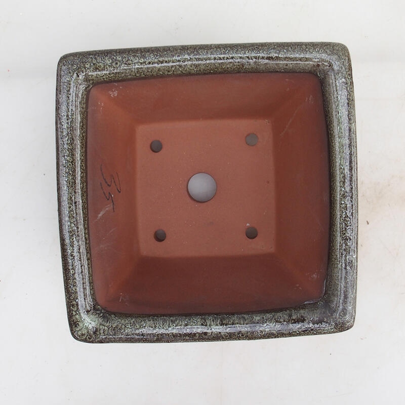 Ciotola per bonsai 14,5 x 14,5 x 8,5 cm, colore marrone