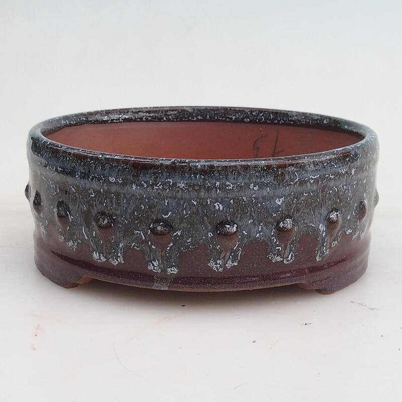 Ciotola bonsai 14 x 14 x 5,5 cm, colore grigio bordeaux
