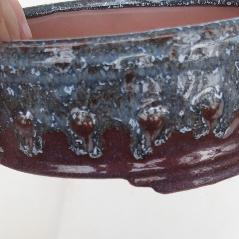 Ciotola bonsai 14 x 14 x 5,5 cm, colore grigio bordeaux