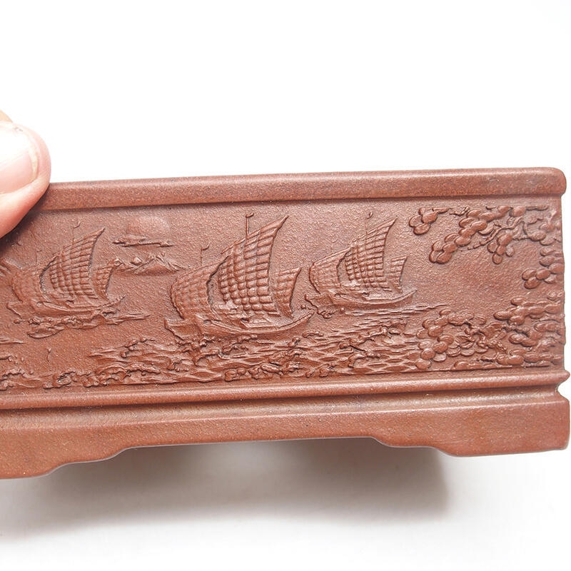 Ciotola per bonsai 15,5 x 11,5 x 6,5 cm, colore marrone