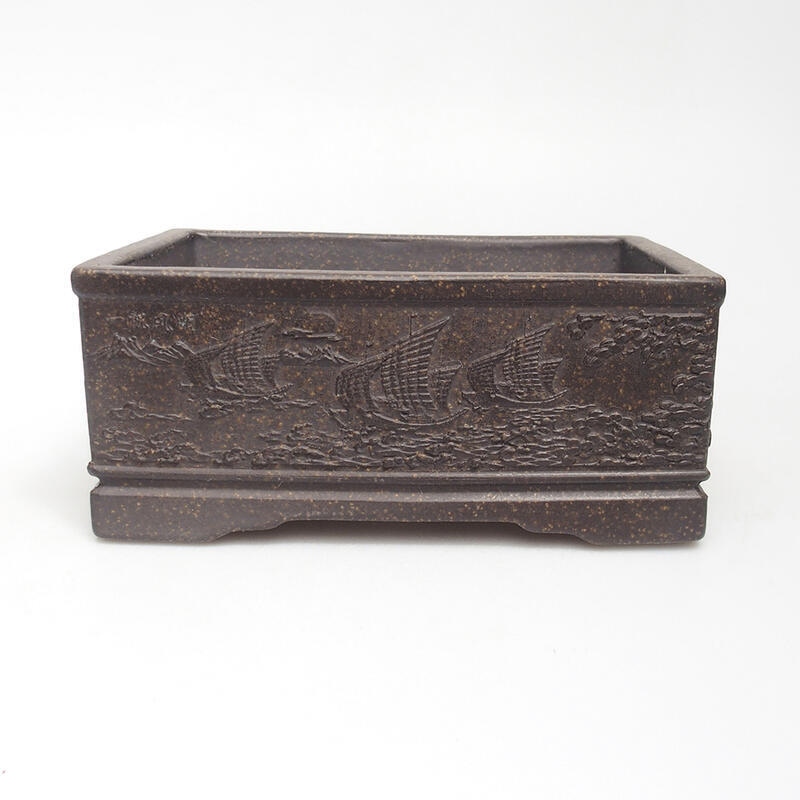 Ciotola per bonsai 15,5 x 11,5 x 6,5 cm, colore marrone ocra