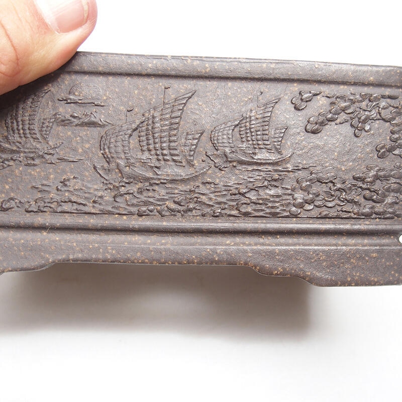 Ciotola per bonsai 15,5 x 11,5 x 6,5 cm, colore marrone ocra