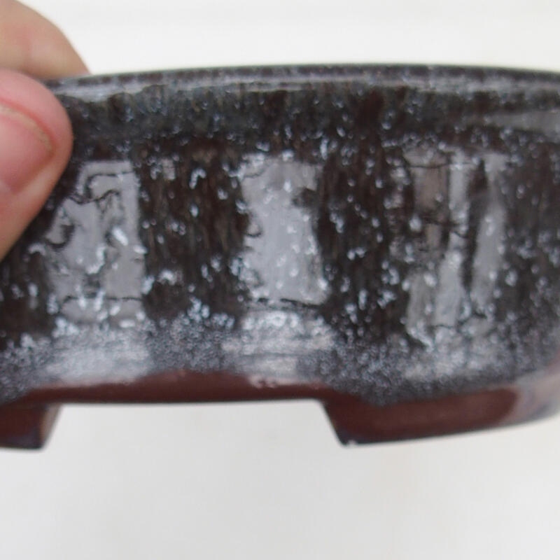 Ciotola bonsai 17,5 x 14 x 6 cm, colore marrone e bianco