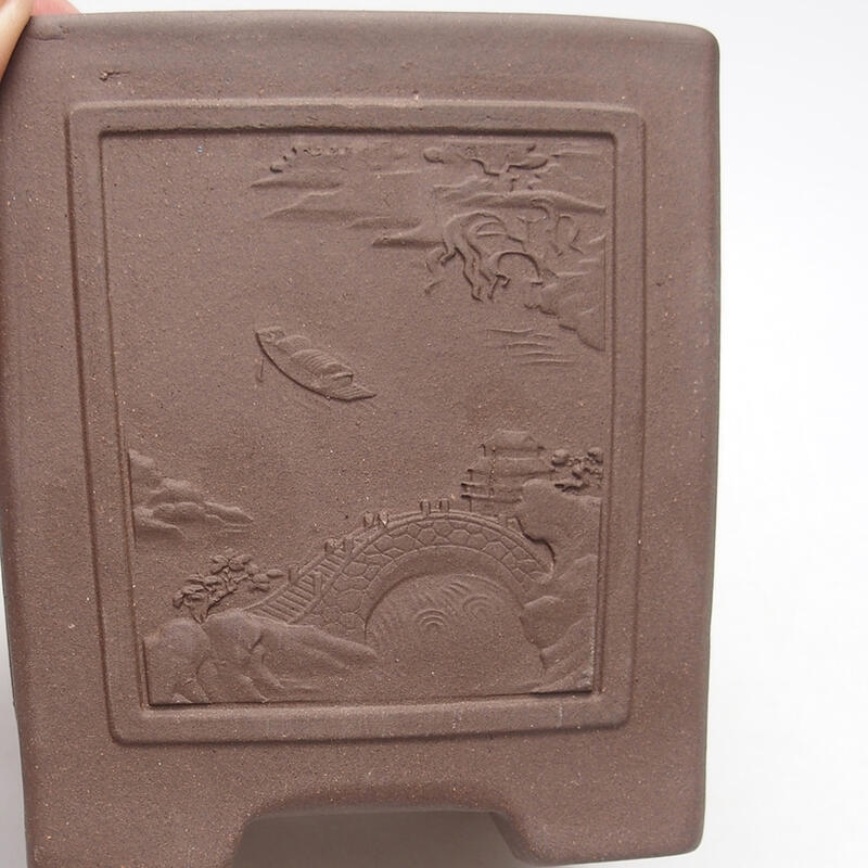 Ciotola per bonsai 9,5 x 9,5 x 10 cm, colore marrone