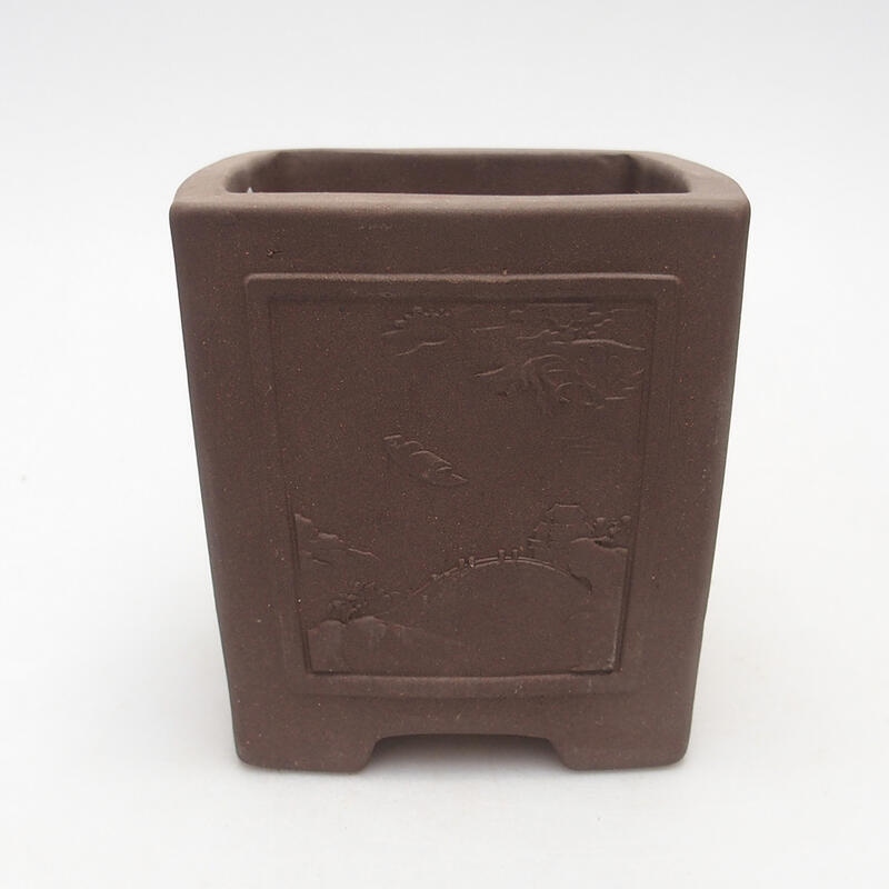 Ciotola per bonsai 9,5 x 9,5 x 10 cm, colore marrone