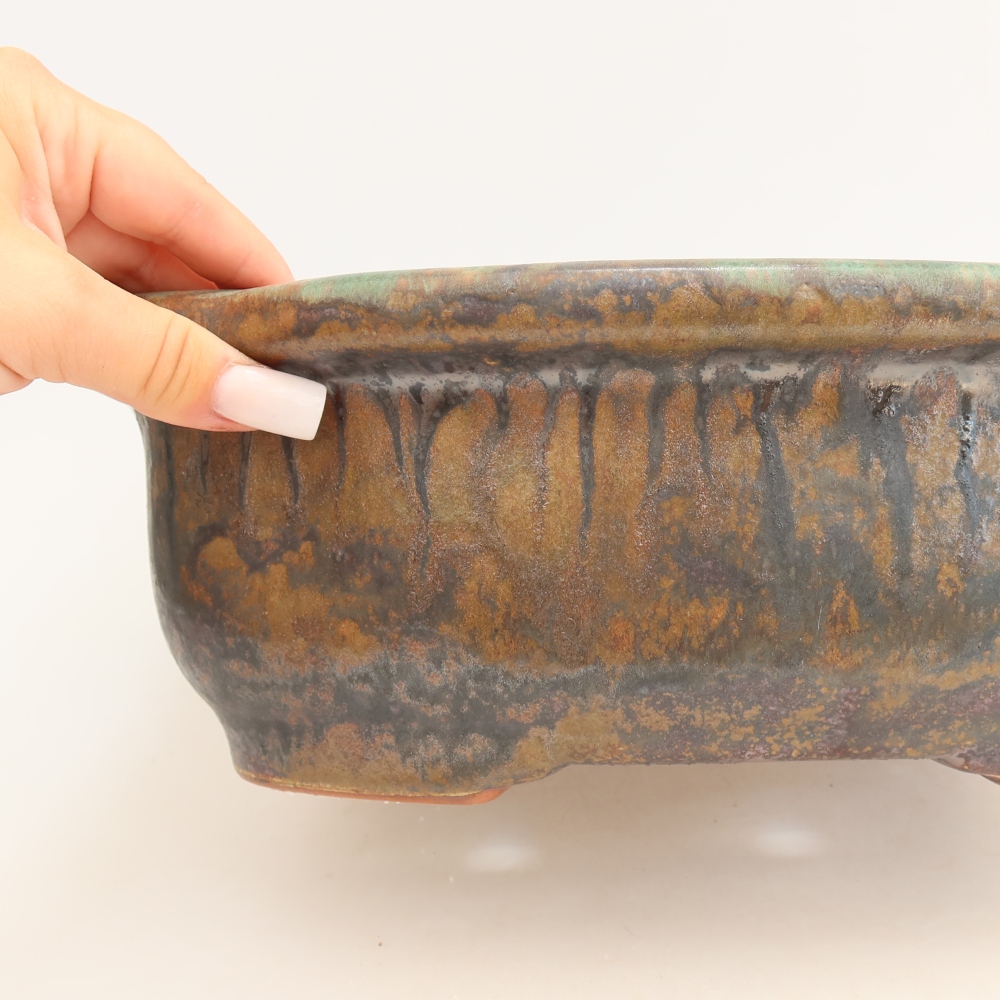 Vaso da bonsai in ceramica 30,5 x 25,5 x 10,5 cm, colore verde-marrone