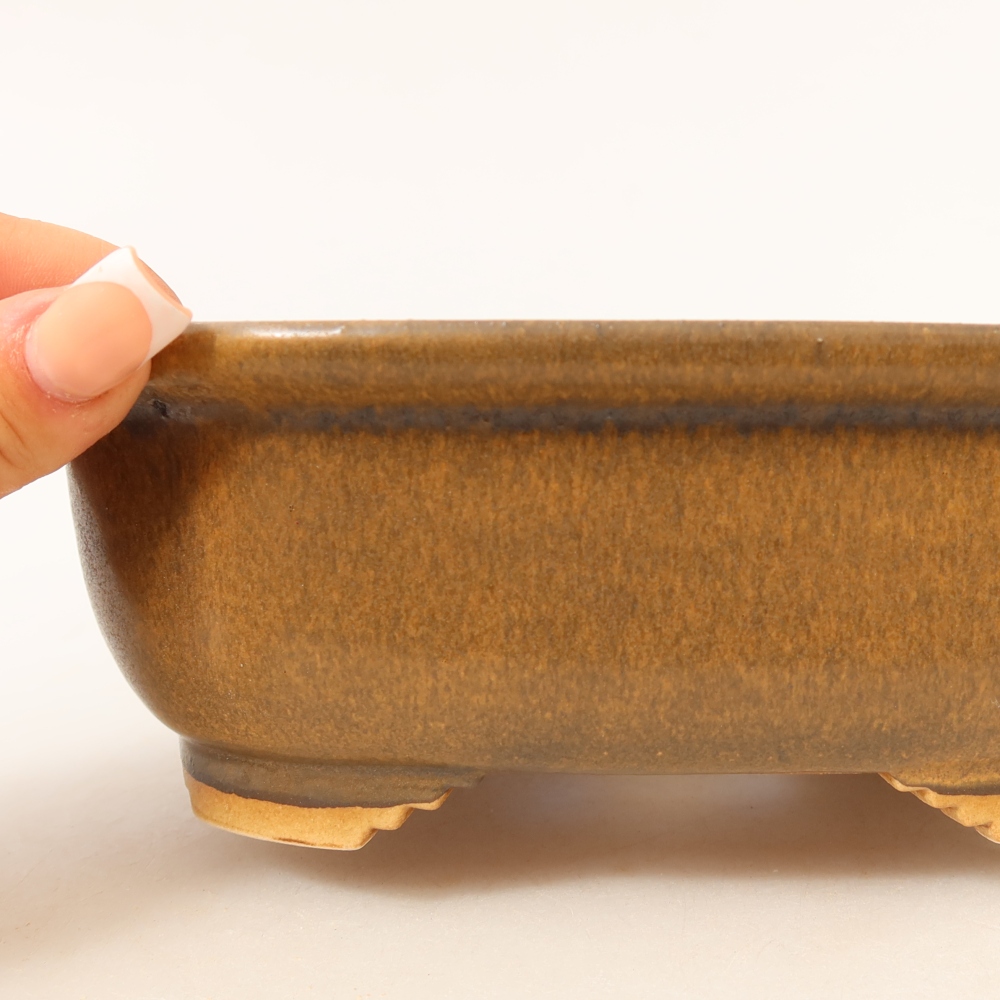 Vaso da bonsai in ceramica 20,5 x 16,5 x 7 cm, colore marrone