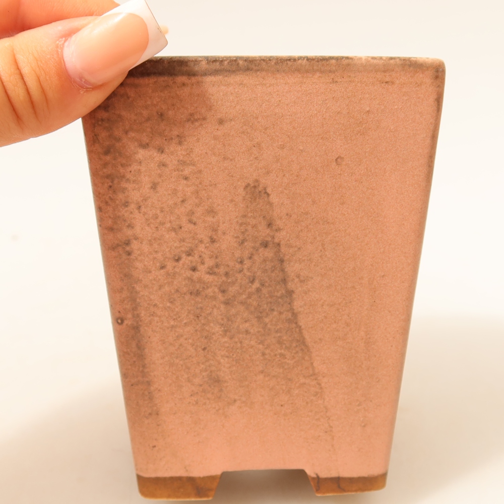 Vaso da bonsai in ceramica 8,5 x 8,5 x 10,5 cm, colore rosa