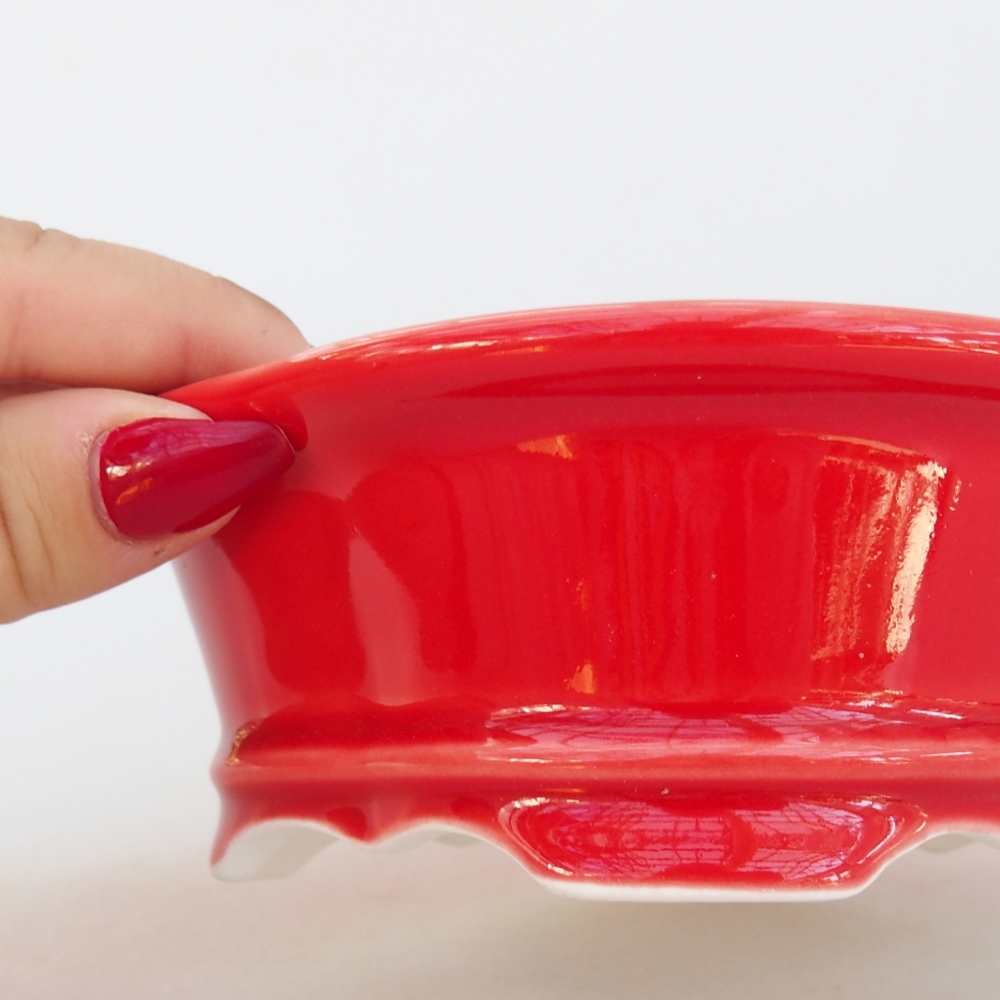 Ciotola per bonsai in ceramica 13 x 12 x 5 cm, colore rosso
