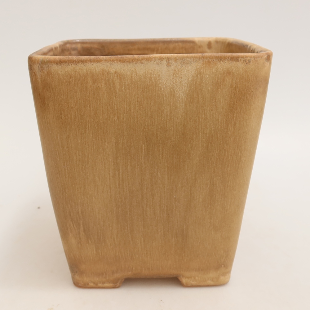 Vaso da bonsai in ceramica 13,5 x 13,5 x 15 cm, colore beige