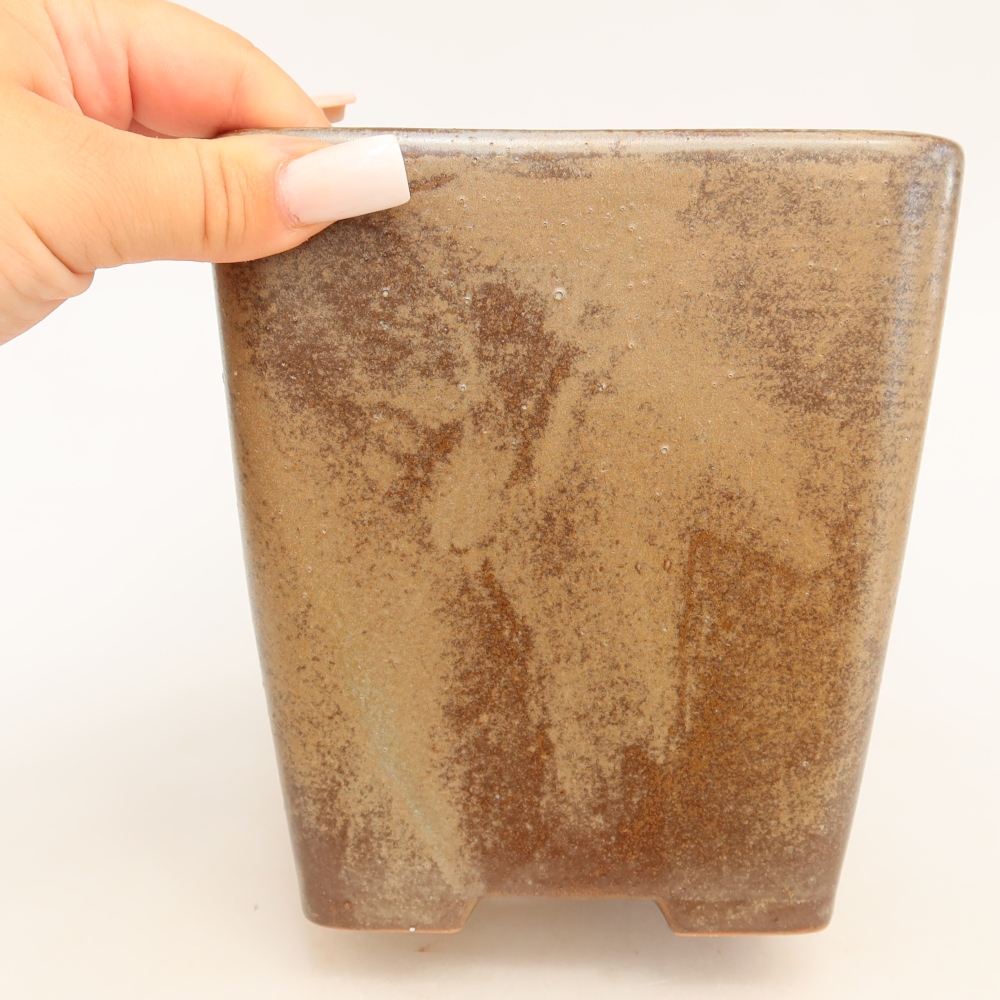 Ciotola per bonsai in ceramica 14 x 14 x 15 cm, marrone