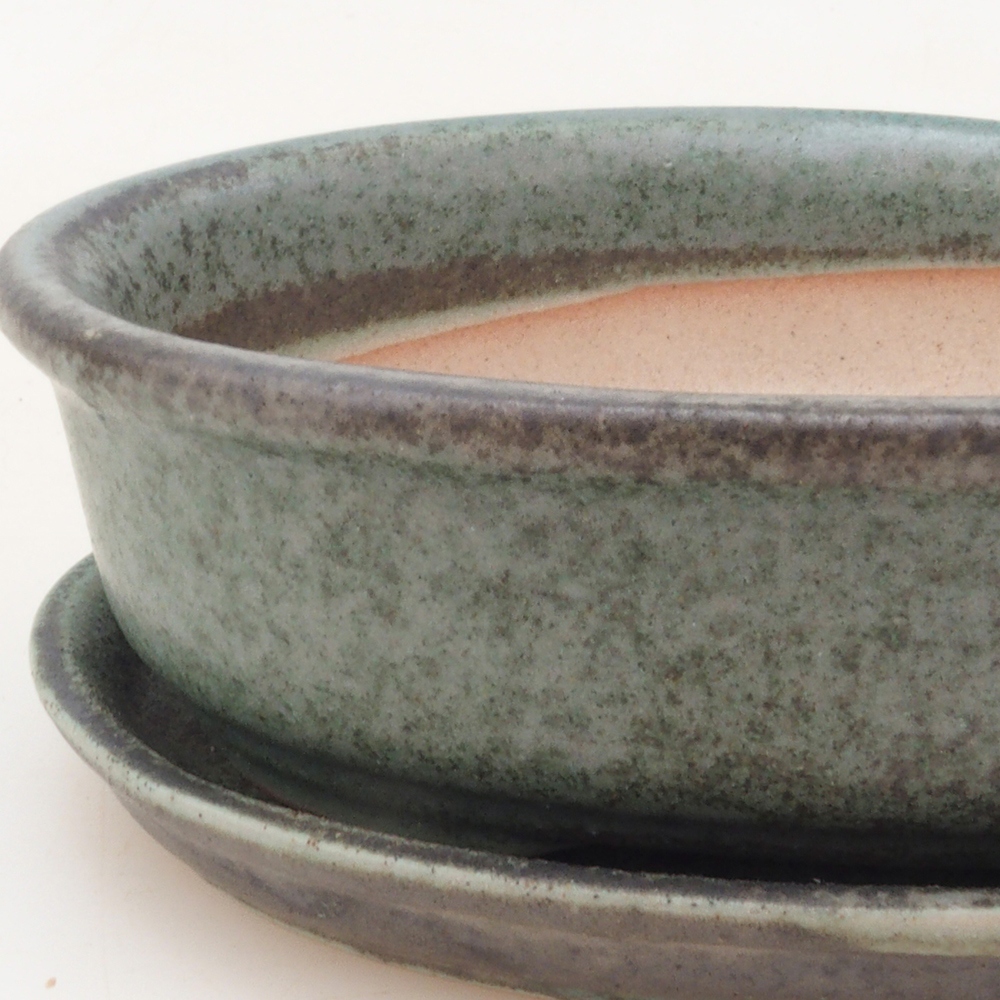 Ciotola per bonsai + piattino H04 - verde