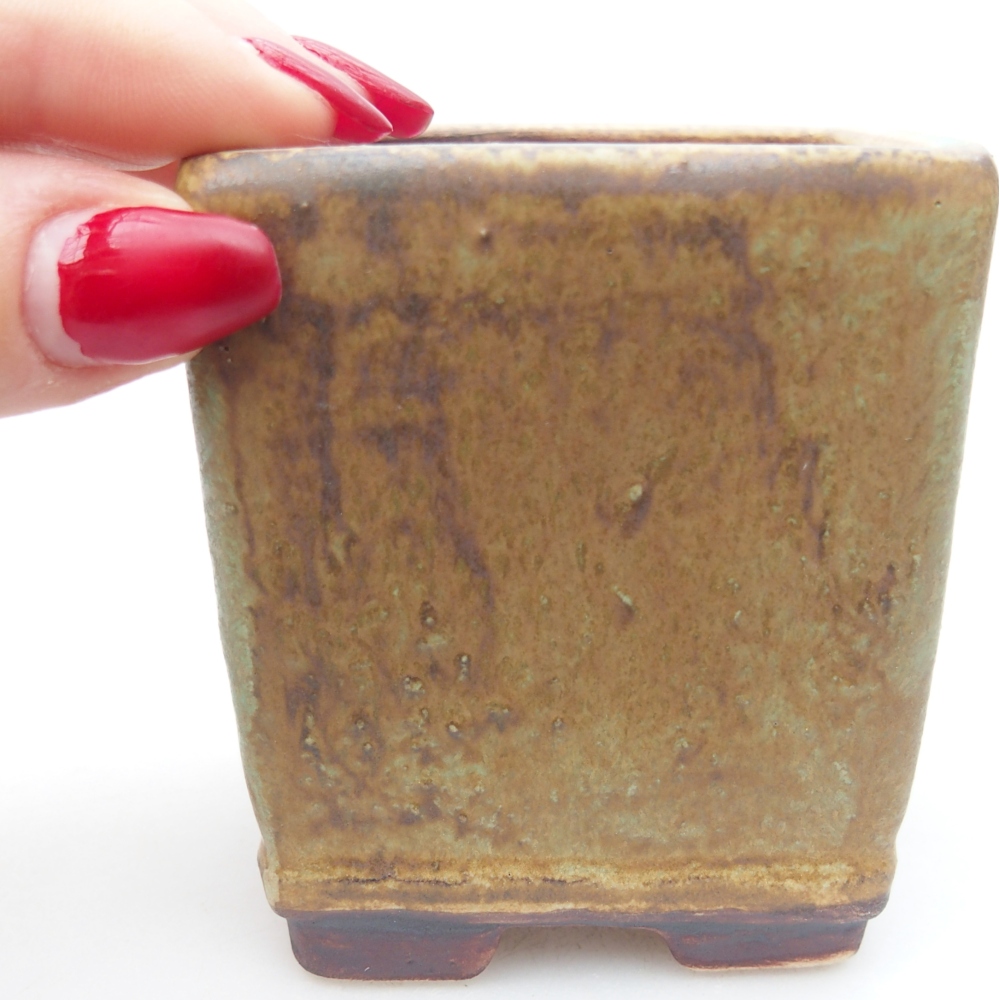 Ciotola per bonsai in ceramica 6,5 x 6,5 x 7 cm, verde
