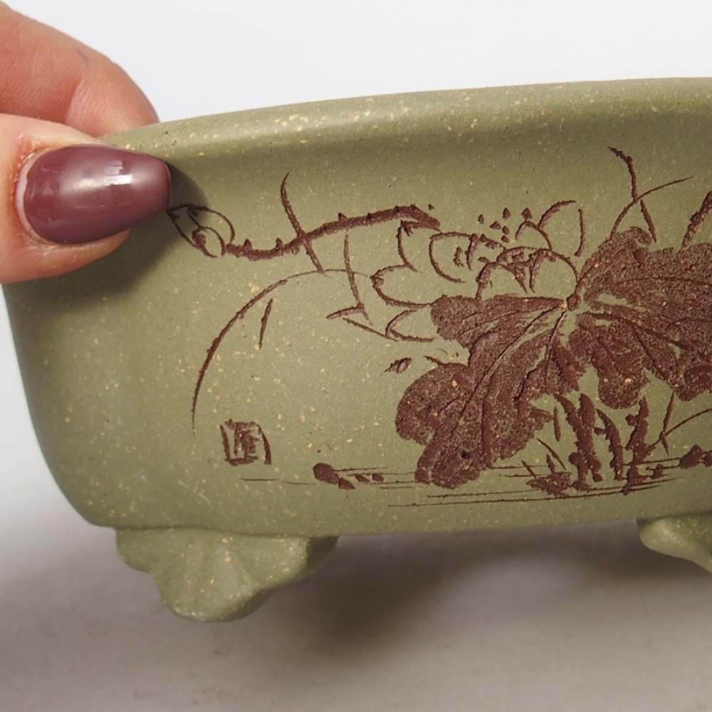 Ciotola bonsai in ceramica 15,5 x 13 x 6 cm, verde