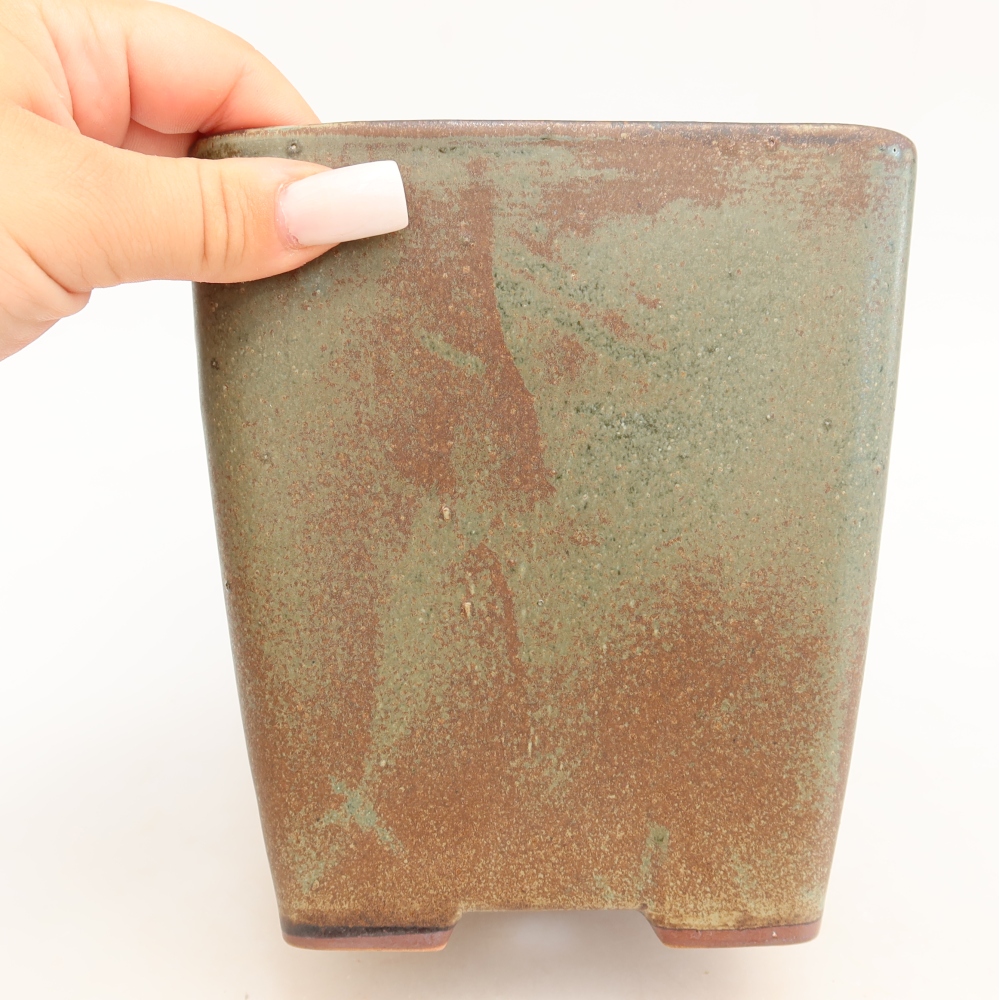 Ciotola per bonsai in ceramica 14 x 14 x 15 cm, marrone
