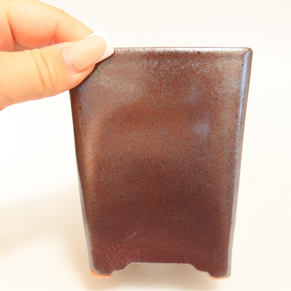 Vaso da bonsai in ceramica 9 x 9 x 11 cm, colore metallizzato