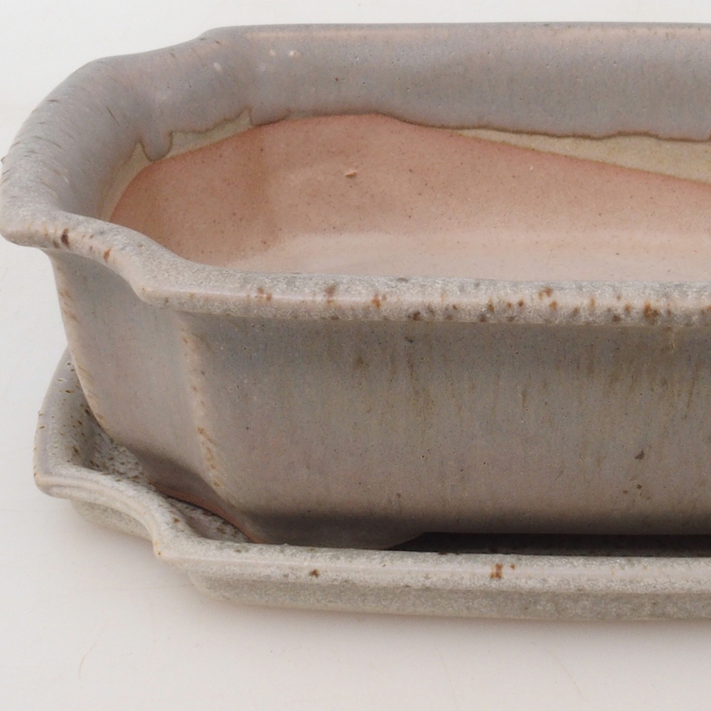 Ciotola bonsai + piattino H03 - 16,5 x 12 x 4,5 cm - beige