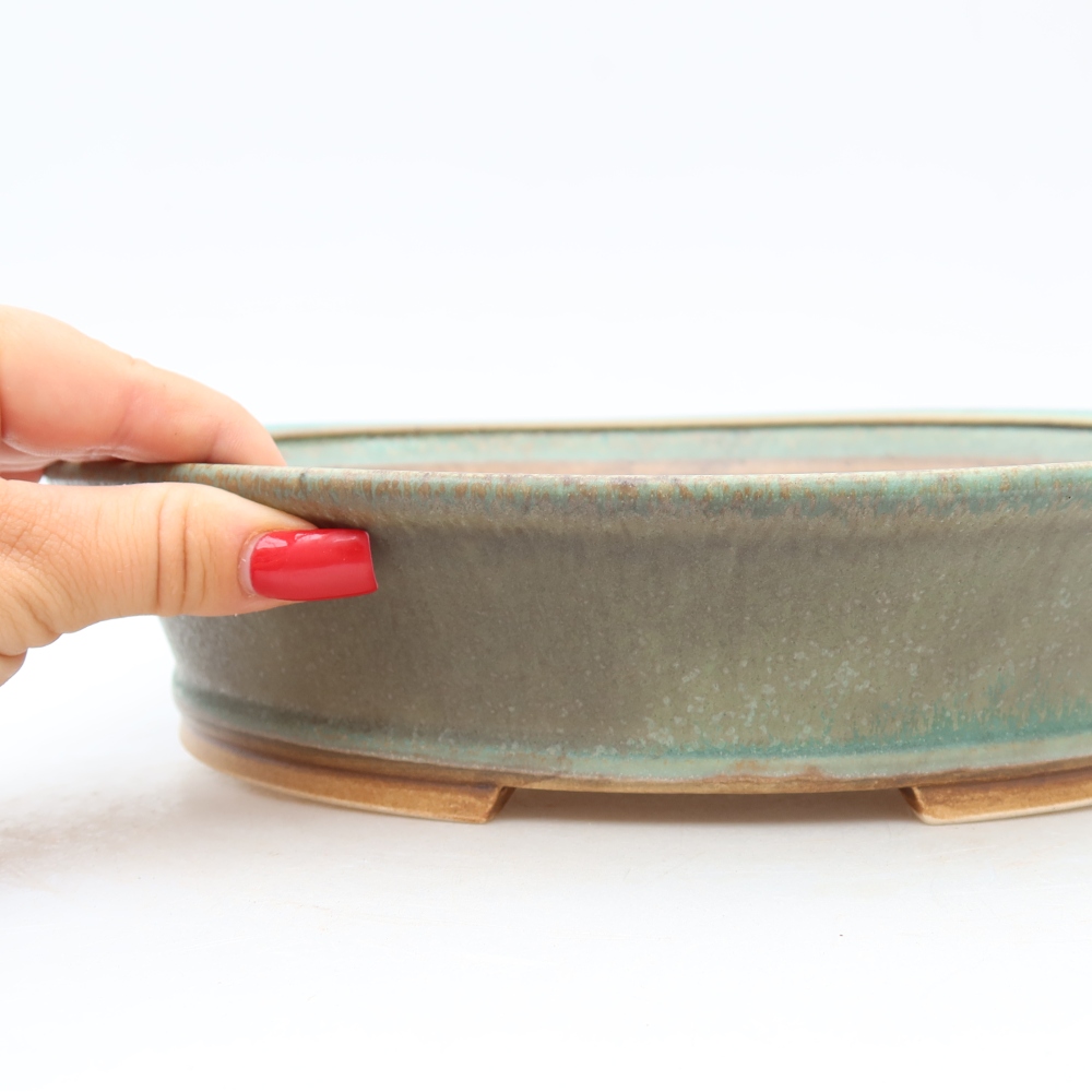 Vaso da bonsai in ceramica 27 x 24,5 x 6 cm, colore verde