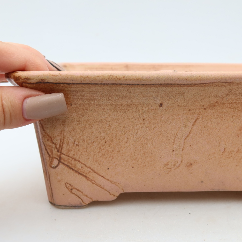 Vaso in ceramica per bonsai 18 x 13,5 x 7,5 cm, colore rosa