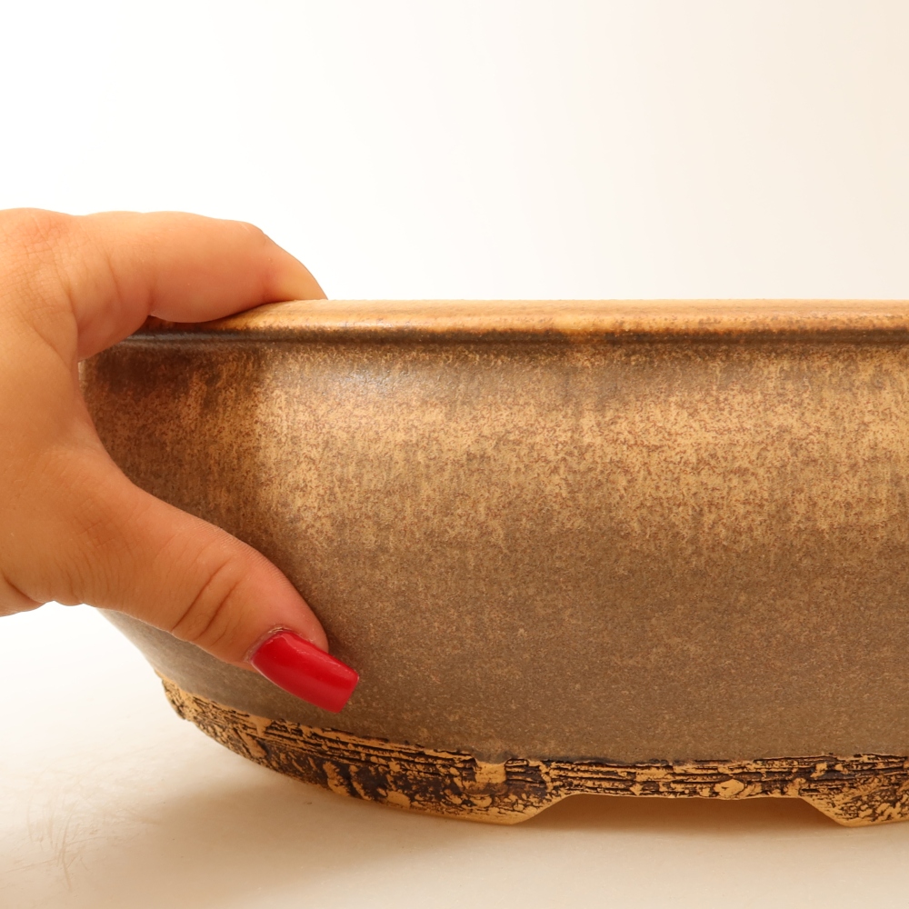 Vaso in ceramica per bonsai 32 x 32 x 10,5 cm, colore marrone - SOLO RITIRO IN NEGOZIO o spedizione su pallet