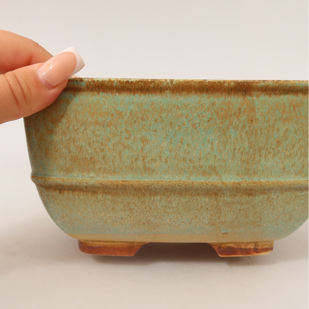Vaso da bonsai in ceramica 16,5 x 16,5 x 9,5 cm, colore verde