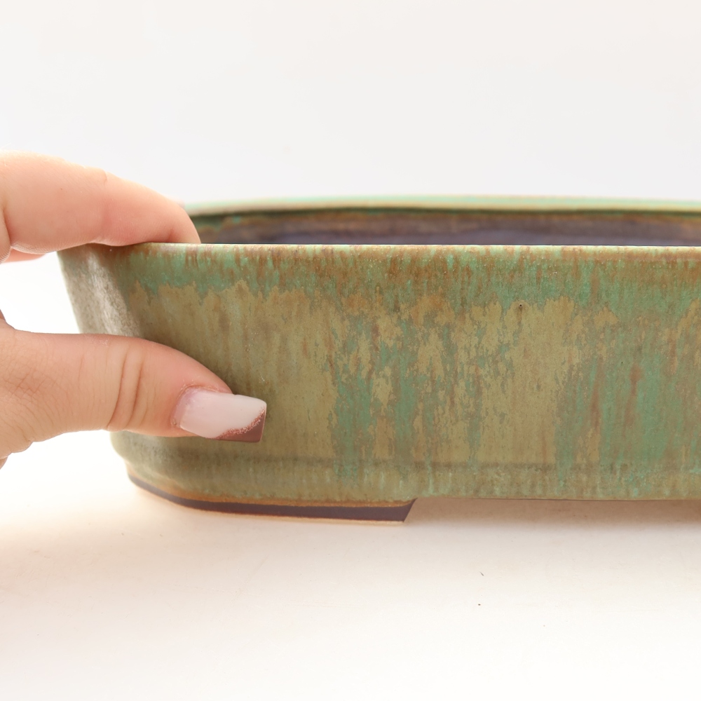 Vaso da bonsai in ceramica 25 x 21 x 6,5 cm, colore verde