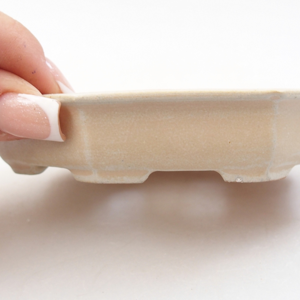 Ciotola per bonsai in ceramica 11,5 x 11,5 x 2 cm, colore beige