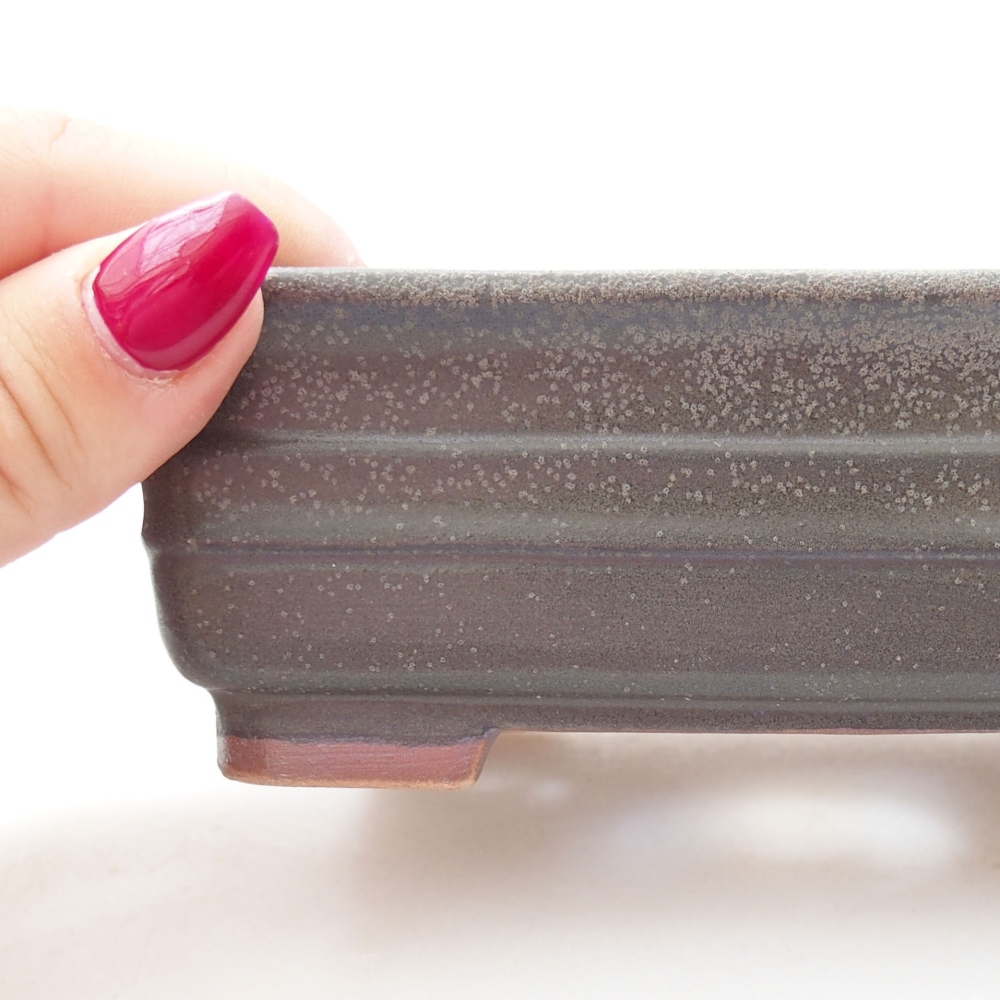 Ciotola bonsai in ceramica 13,5 x 9,5 x 4,5 cm, grigio