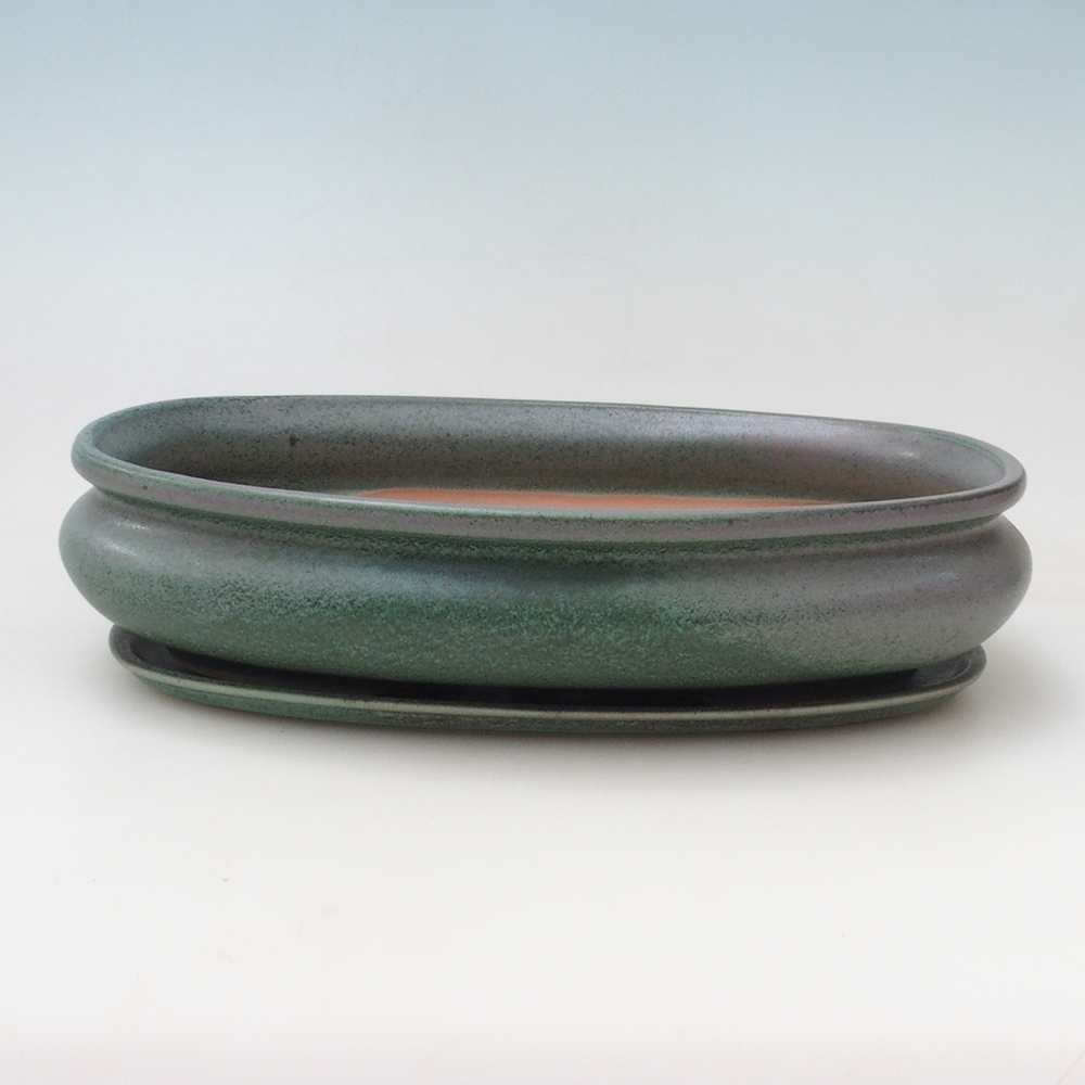 Ciotola bonsai + piattino H15 - 25,5x17,5x6 cm - verde