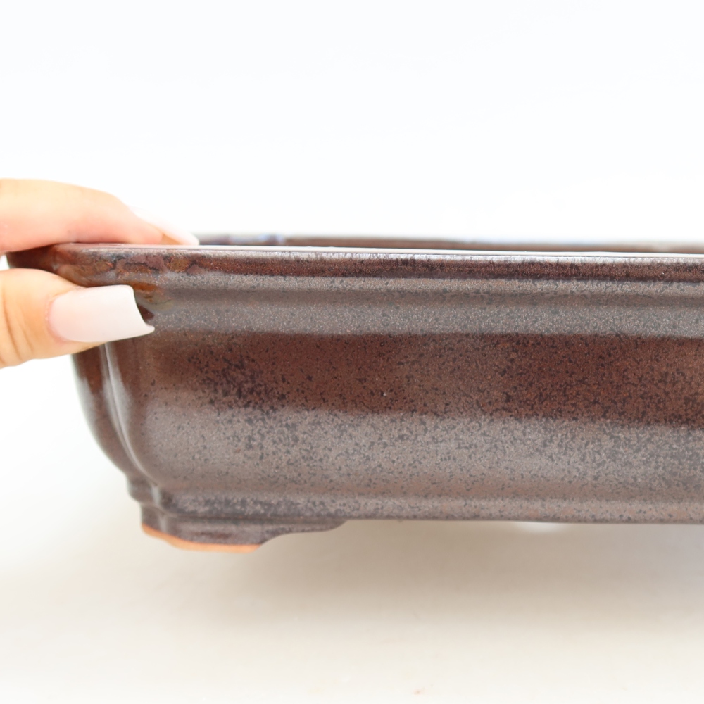 Vaso da bonsai in ceramica 27,5 x 21,5 x 7 cm, colore bordeaux