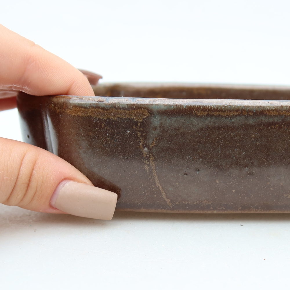 Vaso per bonsai in ceramica 16 x 11,5 x 4 cm, colore marrone